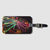 Ferris Wheel Neon Licht bij nacht Bagagelabel (Voorkant (horizontaal))