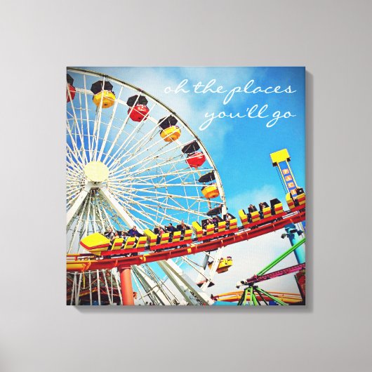 Ferris Wheel Roller Onderzetter Plaatsen Go Quote Canvas Afdruk (Voorkant)
