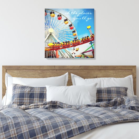 Ferris Wheel Roller Onderzetter Plaatsen Go Quote Canvas Afdruk (Insitu (Slaapkamer))