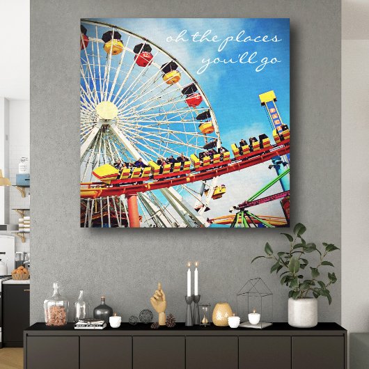 Ferris Wheel Roller Onderzetter Plaatsen Go Quote Canvas Afdruk
