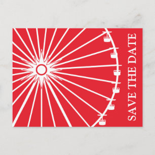 Ferris Wheel Save the Date Briefkaarten (Rood)