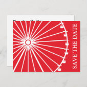 Ferris Wheel Save the Date Briefkaarten (Rood) (Voorkant / Achterkant)