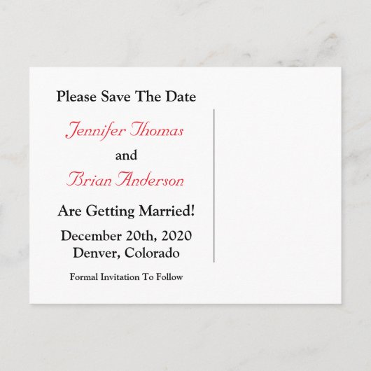 Ferris Wheel Save the Date Briefkaarten (Rood) (Achterkant)