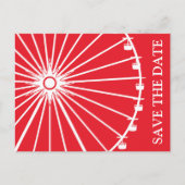 Ferris Wheel Save the Date Briefkaarten (Rood) (Voorkant)