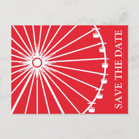 Ferris Wheel Save the Date Briefkaarten (Rood) (Voorkant)