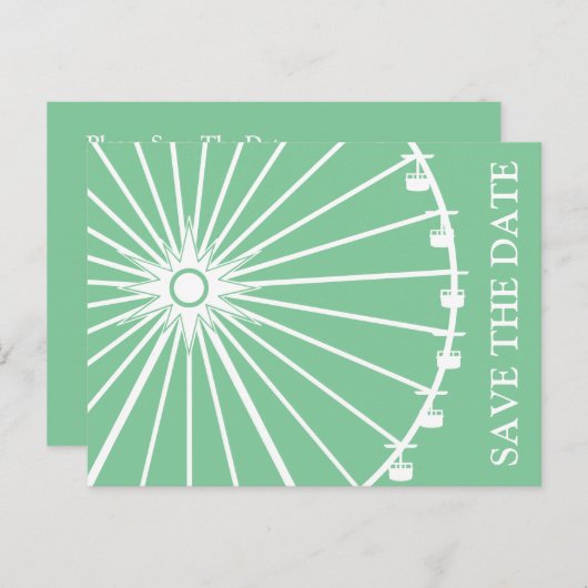 Ferris Wheel Sla de datum Briefkaarten (Mint Green (Voorkant / Achterkant)