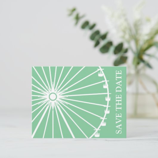 Ferris Wheel Sla de datum Briefkaarten (Mint Green (Staand voorkant)