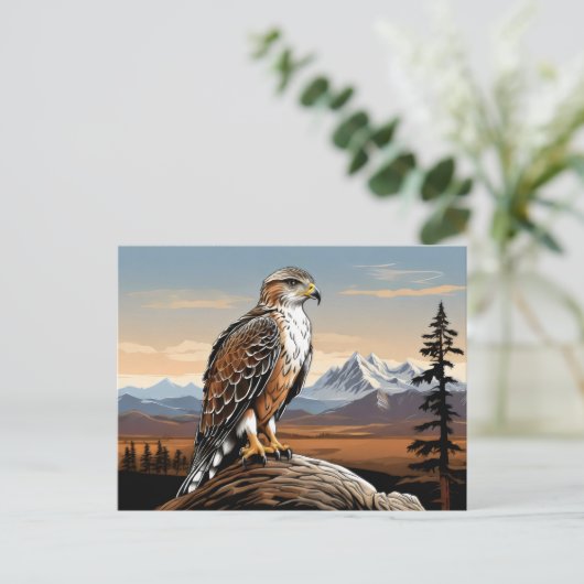Ferruginous Hawk op rots Briefkaart (Staand voorkant)