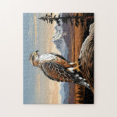 Ferruginous Hawk op rots Legpuzzel (Verticaal)