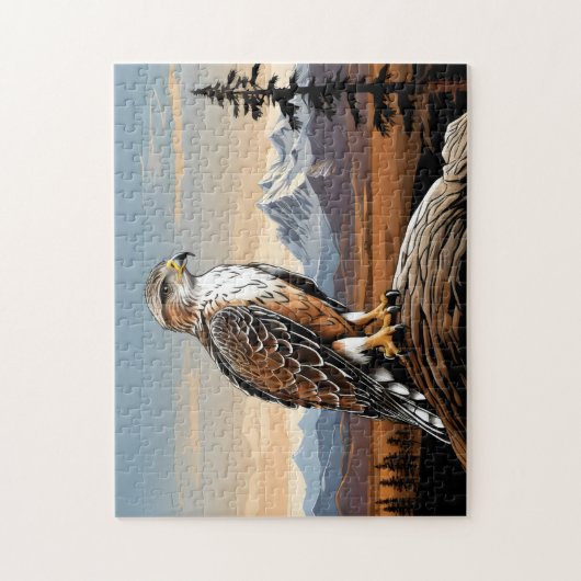 Ferruginous Hawk op rots Legpuzzel (Verticaal)