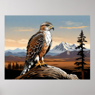 Ferruginous Hawk op rots Poster
