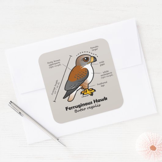 Ferruginous Hawk Statistics Vierkante Sticker (Envelop)