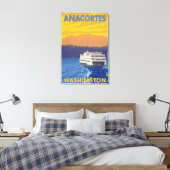 Ferry and Mountains - Anacortes, Washington Canvas Afdruk (Insitu (Slaapkamer))