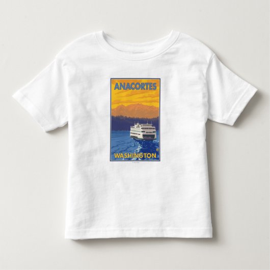 Ferry and Mountains - Anacortes, Washington Kinder Shirts (Voorkant)