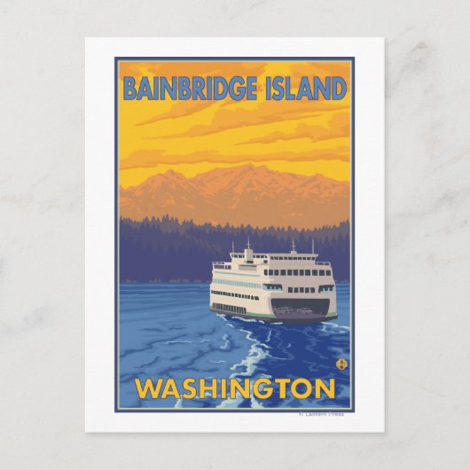 Ferry and Mountains - Bainbridge Island, WA Briefkaart (Voorkant)
