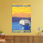 Ferry and Mountains - Bainbridge Island, WA Canvas Afdruk (Insitu (Woonkamer))