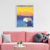 Ferry and Mountains - Bainbridge Island, WA Canvas Afdruk (Insitu (Woonkamer))