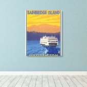 Ferry and Mountains - Bainbridge Island, WA Canvas Afdruk (Insitu (Houten vloer))