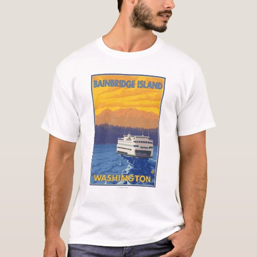Ferry and Mountains - Bainbridge Island, WA T-shirt (Voorkant)