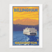 Ferry and Mountains - Bellingham, Washington Briefkaart (Voorkant)