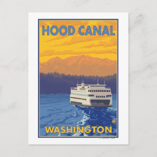 Ferry and Mountains - Hood Canal, Washington Briefkaart