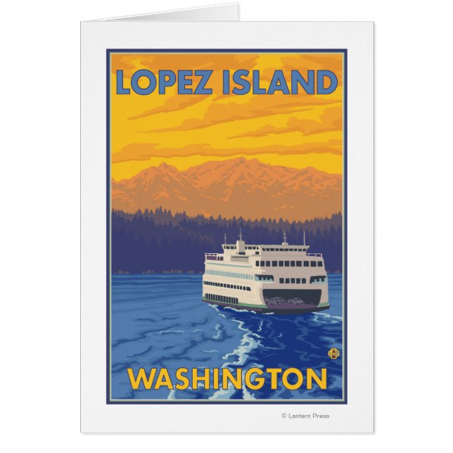 Ferry and Mountains - Lopez Island, Washington (Voorkant)