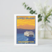 Ferry and Mountains - Lopez Island, Washington Briefkaart (Staand voorkant)