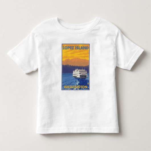 Ferry and Mountains - Lopez Island, Washington Kinder Shirts (Voorkant)