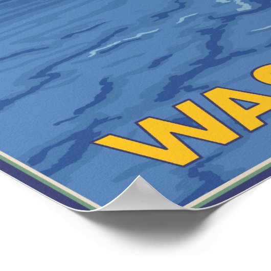 Ferry and Mountains - Lopez Island, Washington Poster (Hoek)