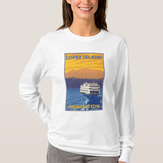 Ferry and Mountains - Lopez Island, Washington T-shirt (Voorkant)