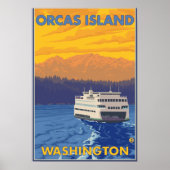 Ferry and Mountains - Orcas Island, Washington Poster (Voorkant)