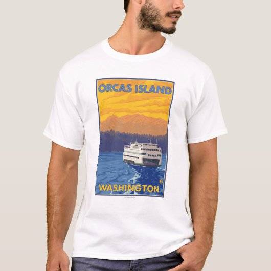 Ferry and Mountains - Orcas Island, Washington T-shirt (Voorkant)