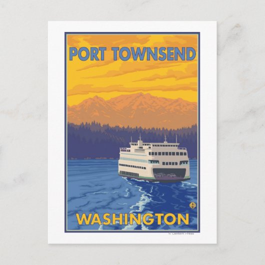 Ferry and Mountains - Port Townsend, Washington Briefkaart (Voorkant)