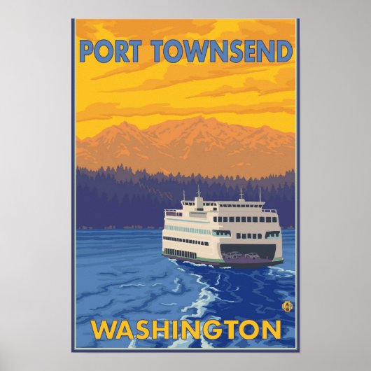 Ferry and Mountains - Port Townsend, Washington Poster (Voorkant)
