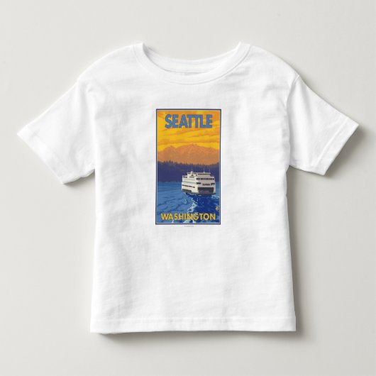 Ferry and Mountains - Seattle, Washington Kinder Shirts (Voorkant)