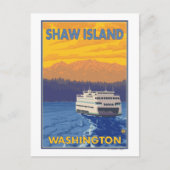 Ferry and Mountains - Shaw Island, Washington Briefkaart (Voorkant)