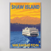 Ferry and Mountains - Shaw Island, Washington Poster (Voorkant)