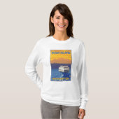 Ferry and Mountains - Shaw Island, Washington T-shirt (Voorkant volledig)