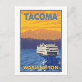 Ferry and Mountains - Tacoma, Washington Briefkaart (Voorkant)