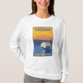 Ferry and Mountains - Tacoma, Washington T-shirt (Voorkant)