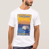 Ferry and Mountains - Tacoma, Washington T-shirt (Voorkant)
