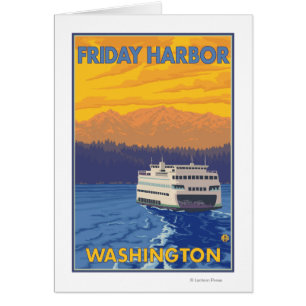 Ferry and Mountains - Vrijdag Harbour, Washington