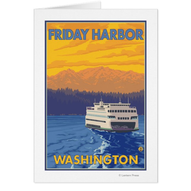 Ferry and Mountains - Vrijdag Harbour, Washington (Voorkant)