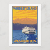 Ferry and Mountains - Whidbey Island, Washington Briefkaart (Voorkant)
