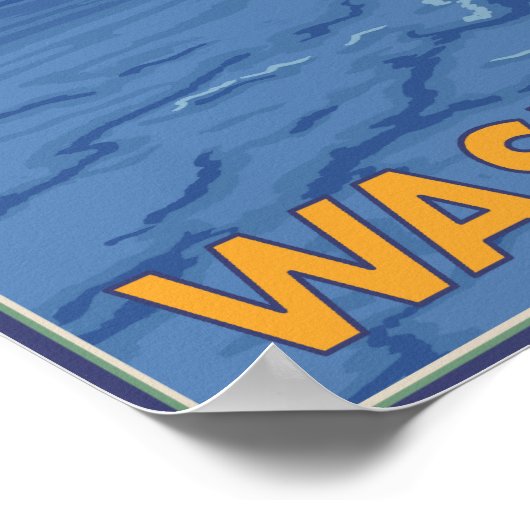 Ferry and Mountains - Whidbey Island, Washington Poster (Hoek)