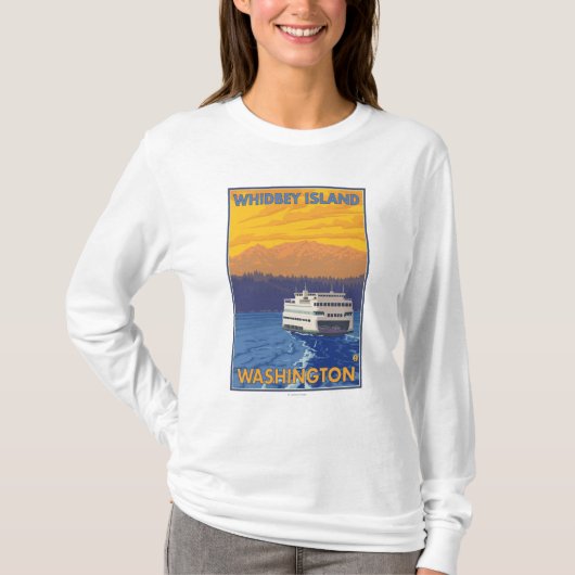 Ferry and Mountains - Whidbey Island, Washington T-shirt (Voorkant)