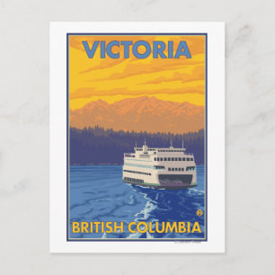 Ferry en Mountains - Victoria, BC Canada Briefkaart