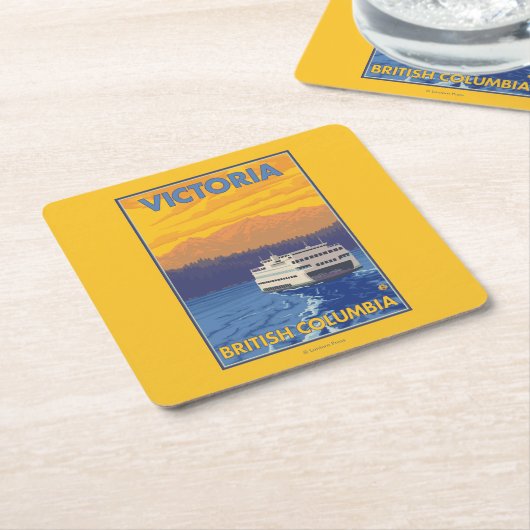 Ferry en Mountains - Victoria, BC Canada Kartonnen Onderzetters (Schuin)