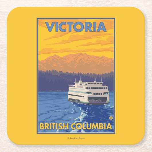 Ferry en Mountains - Victoria, BC Canada Kartonnen Onderzetters (Voorkant)