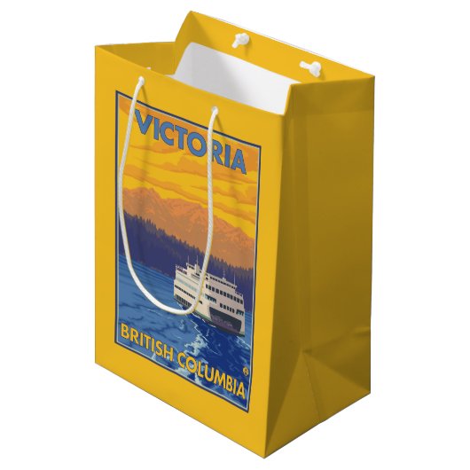 Ferry en Mountains - Victoria, BC Canada Medium Cadeauzakje (Voorkant Gekanteld)